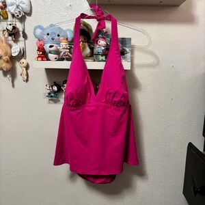 Lands End Tankini Halter Top Pink Size 16